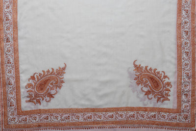 Ivory Grace - Hand-Embroidered Sozni Merino Wool Shawl