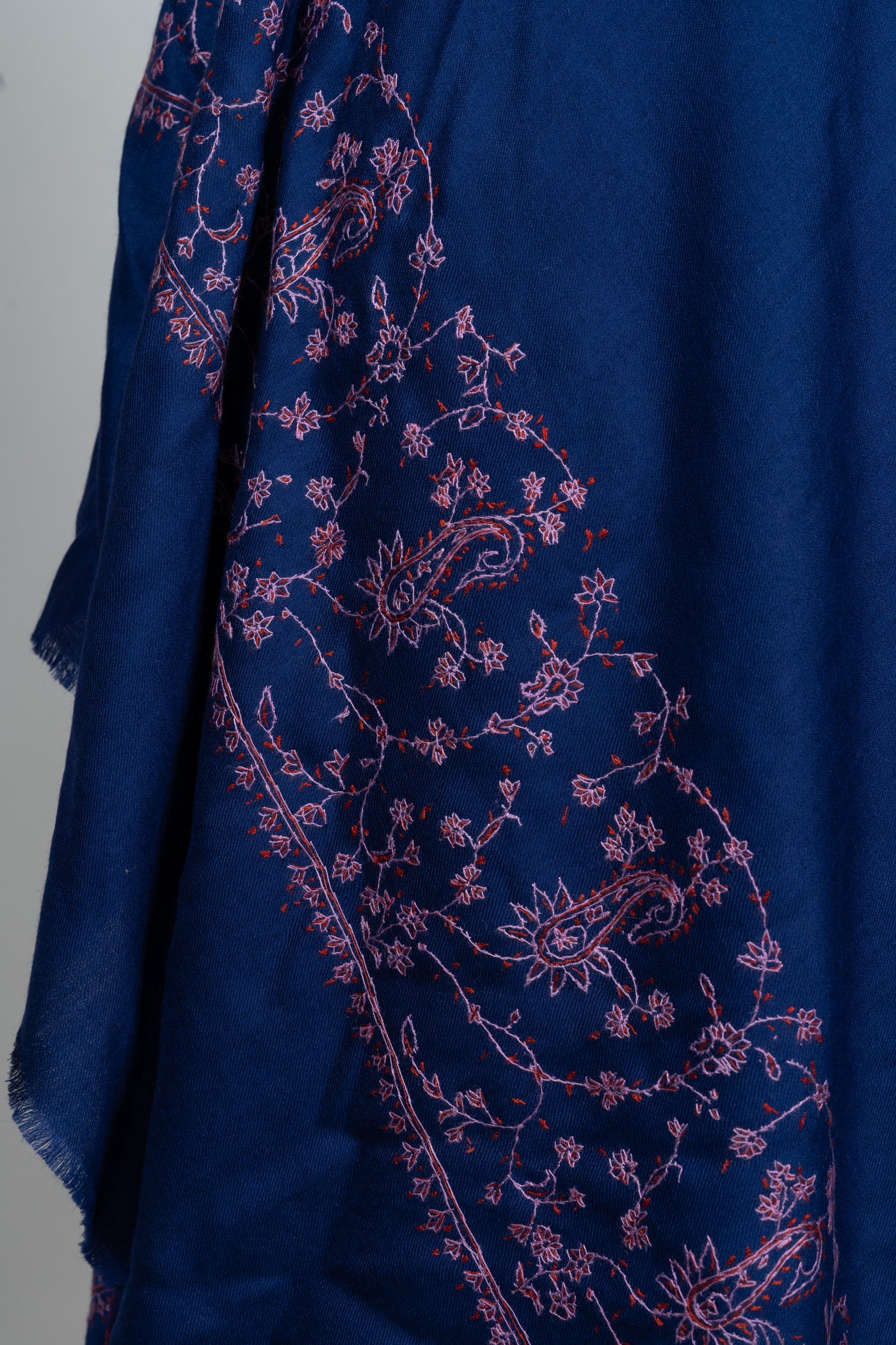 Shaam-e-Ferozi: Navy & Plum Sozni Hand-Embroidered Scarf