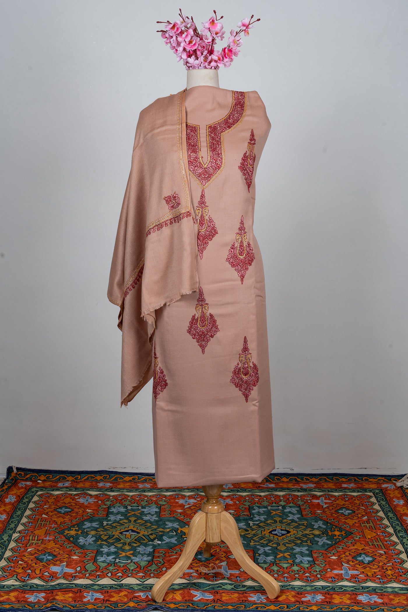 Blush Beige Sozni Hand Embroidered Suit