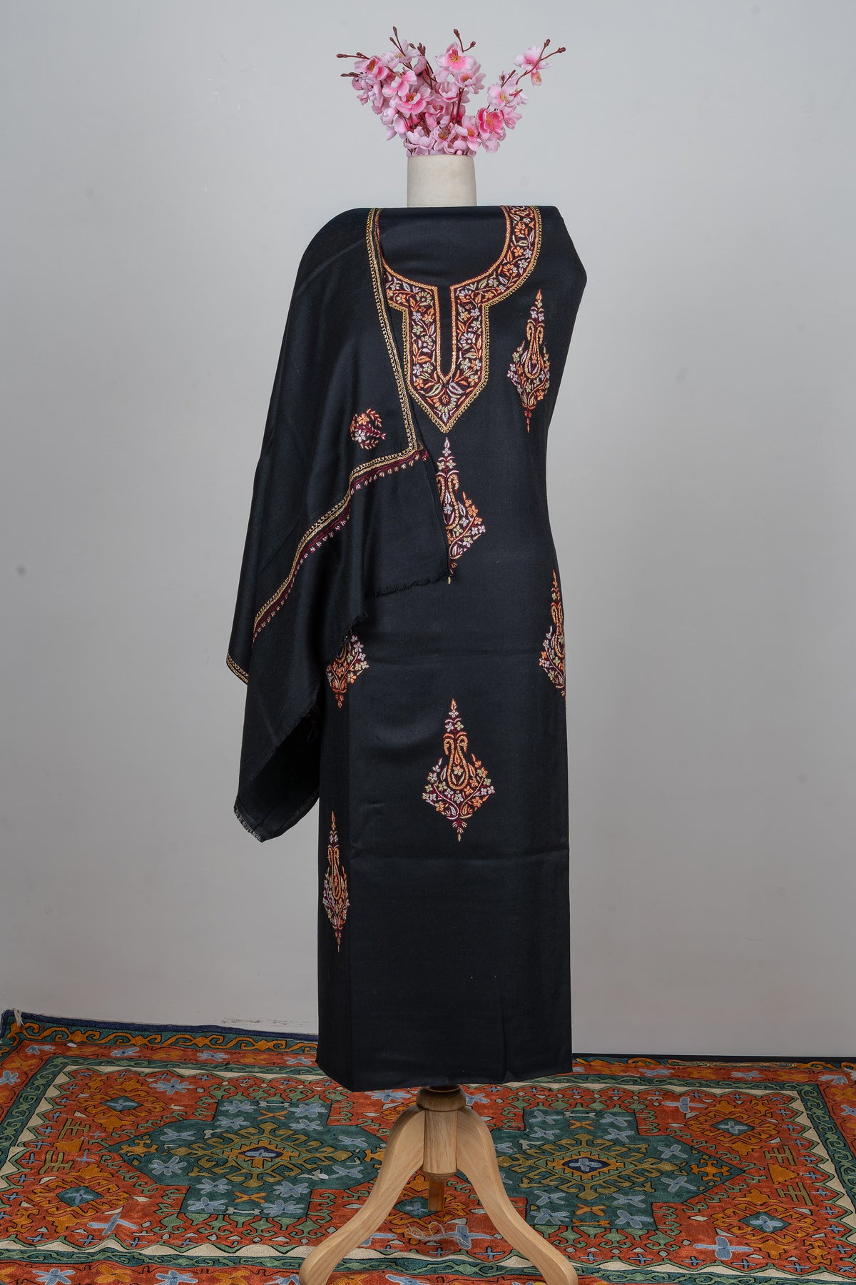 Midnight Black Sozni Hand Embroidered Suit