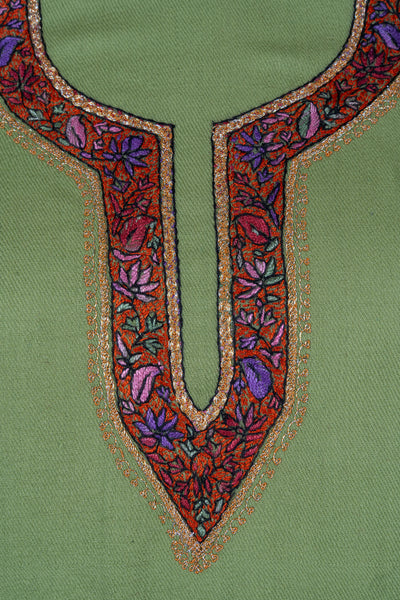 Olive Charm Sozni Hand Embroidered Suit