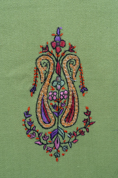 Olive Charm Sozni Hand Embroidered Suit