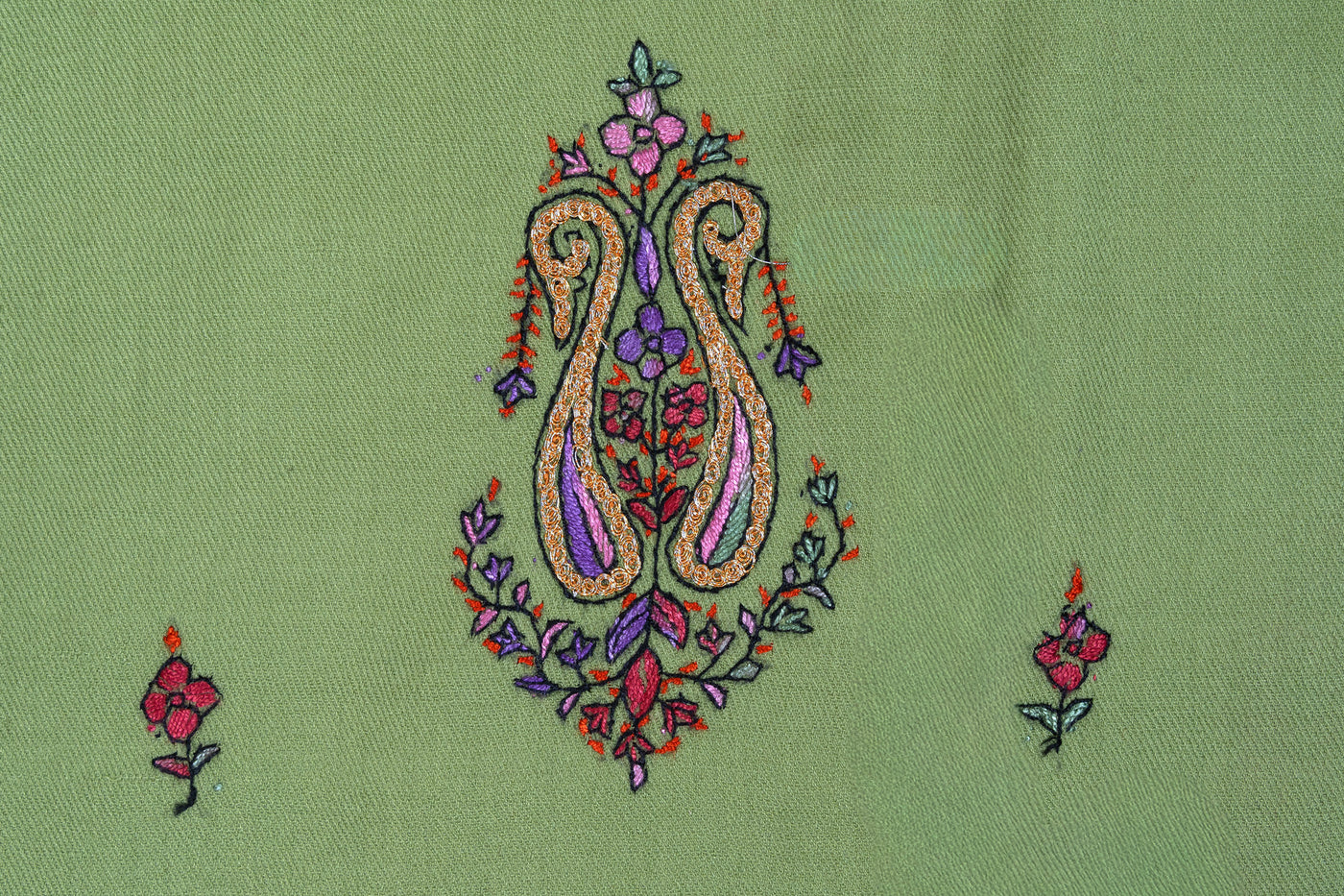 Olive Charm Sozni Hand Embroidered Suit