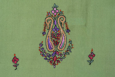 Olive Charm Sozni Hand Embroidered Suit