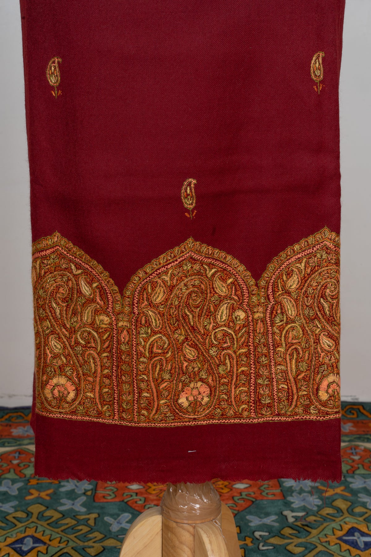 Crimson Dusk Sozni Embroidered Suit in Wool Blend