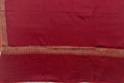 Scarlet Radiance - Merino Wool Hand-Embroidered Sozni Shawl