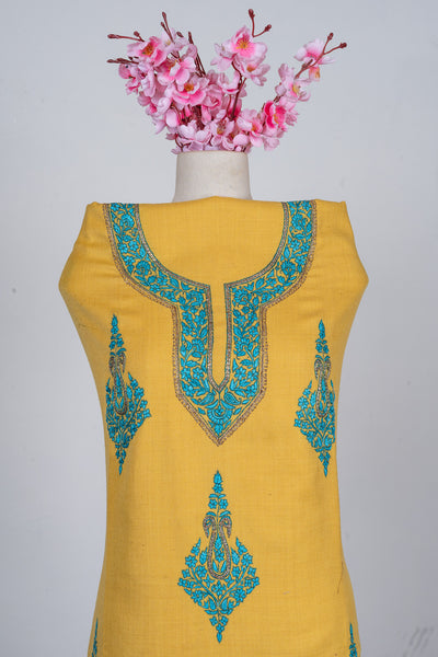 Saffron Bloom Sozni Hand Embroidered Suit