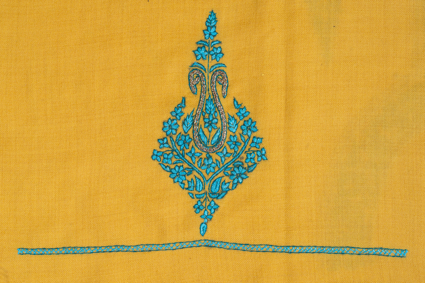 Saffron Bloom Sozni Hand Embroidered Suit