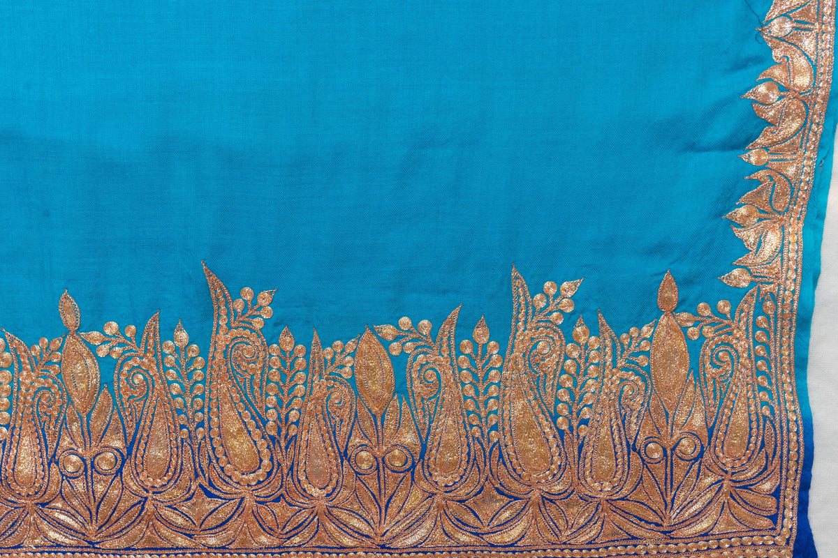 Turquoise Splendor - Merino Wool Shawl with Tilla Borders