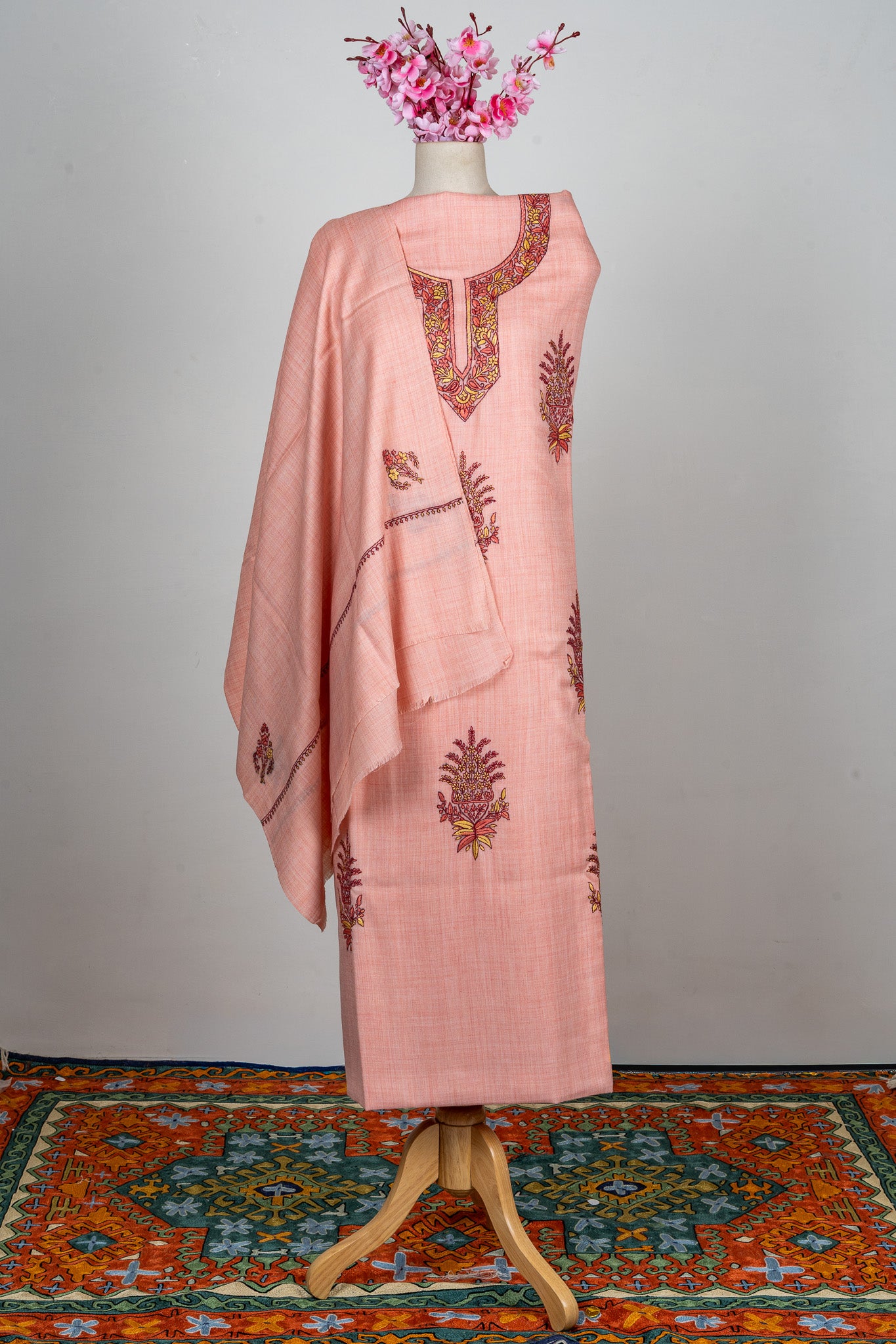 Blush Petal Sozni Hand Embroidered Suit