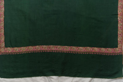 Emerald Enchantment - Fine Merino Wool Shawl with Rich Sozni Borders