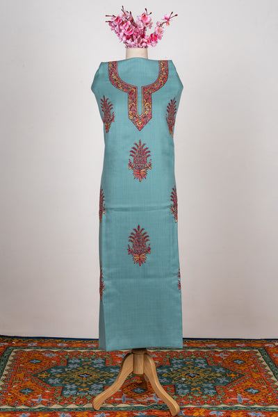 Aqua Serenity Sozni Hand Embroidered Suit