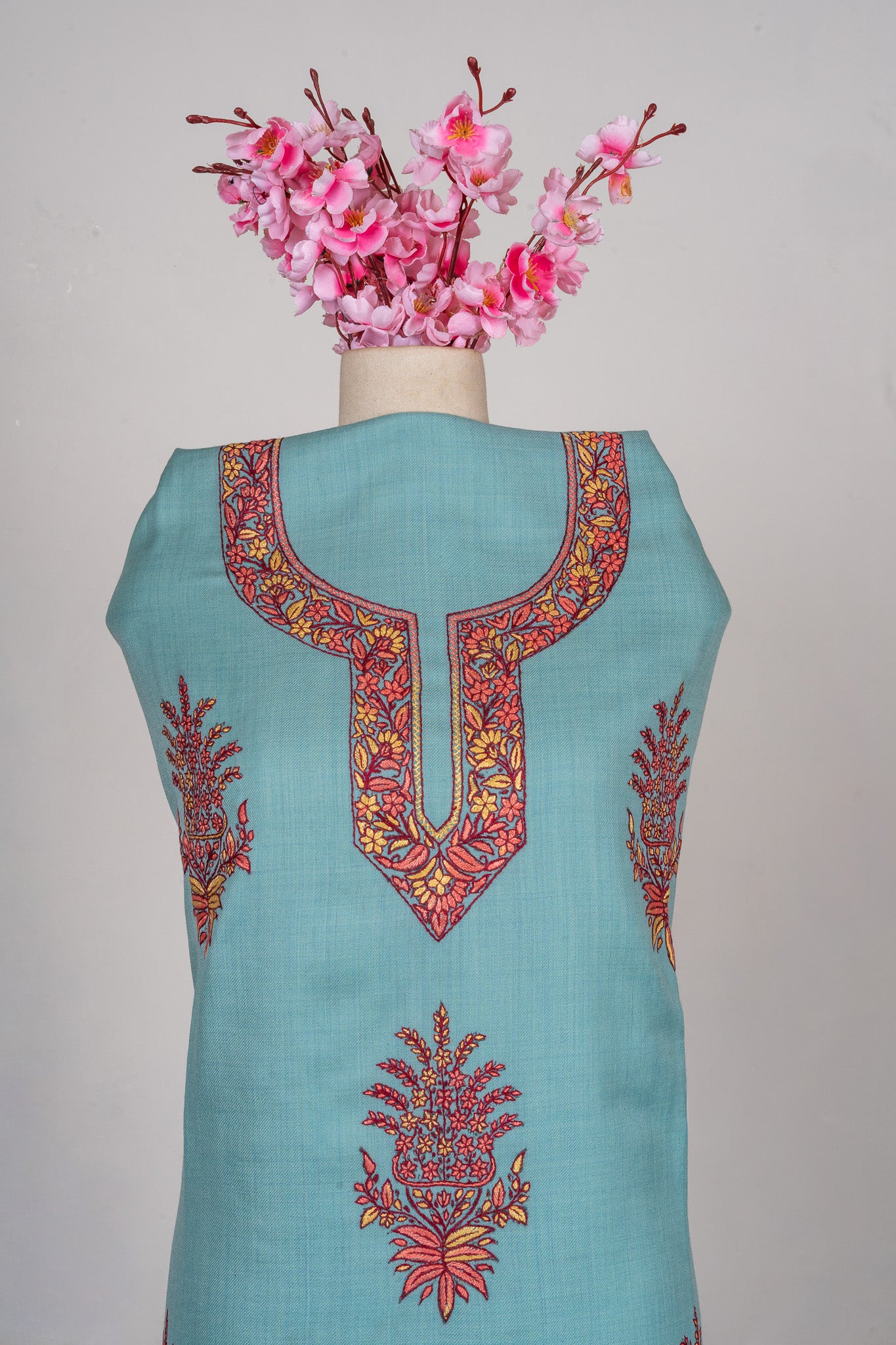 Aqua Serenity Sozni Hand Embroidered Suit