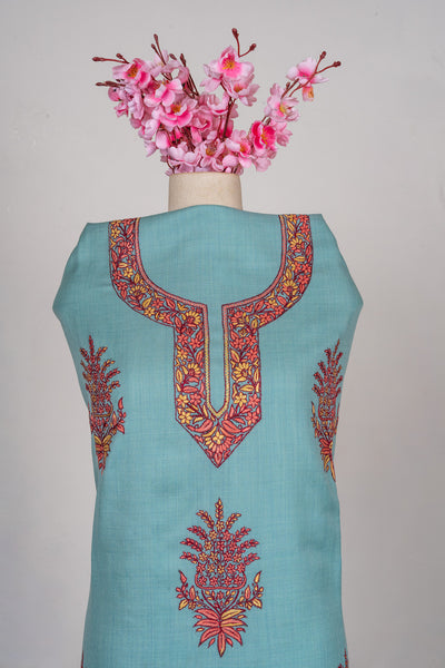 Aqua Serenity Sozni Hand Embroidered Suit