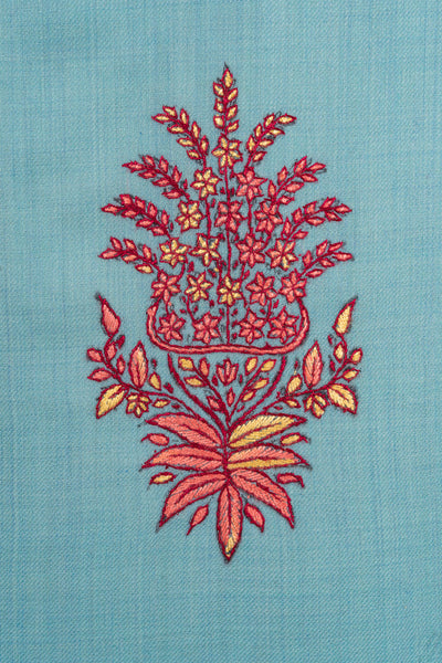 Aqua Serenity Sozni Hand Embroidered Suit