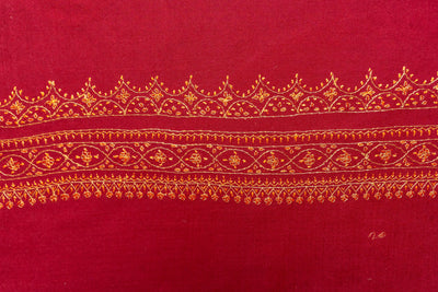 Crimson Glory - Hand-Embroidered Sozni Fine Merino Wool Shawl