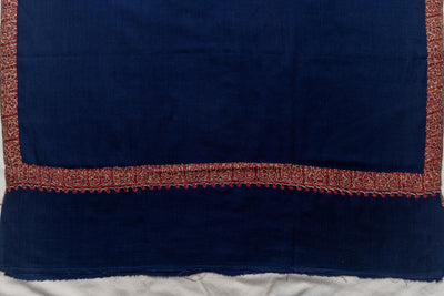 Royal Sapphire - Fine Merino Wool Shawl with Intricate Sozni Borders