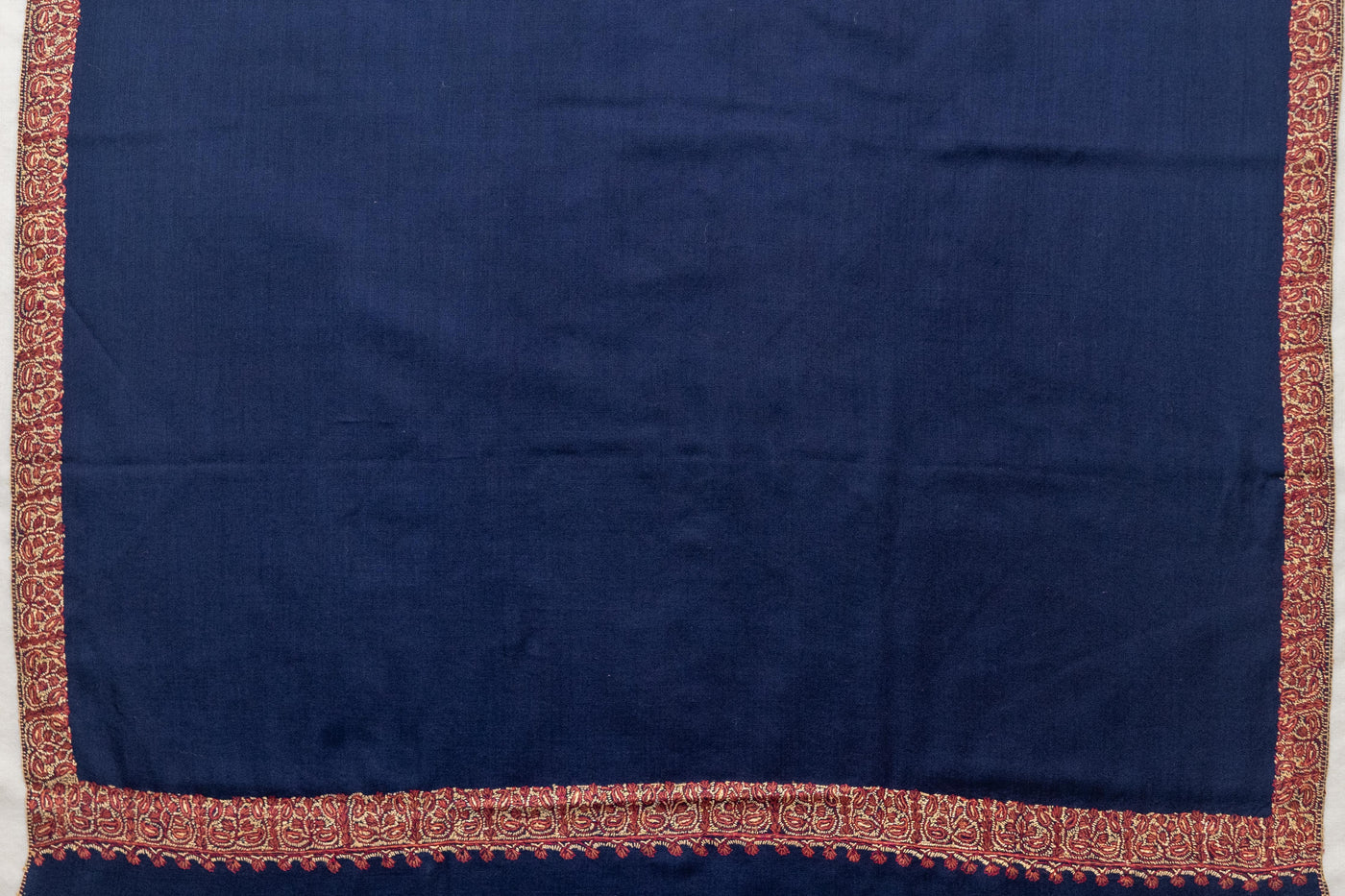 Royal Sapphire - Fine Merino Wool Shawl with Intricate Sozni Borders