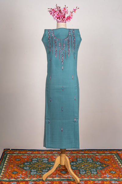 Mist Blue Sozni Hand Embroidered Suit