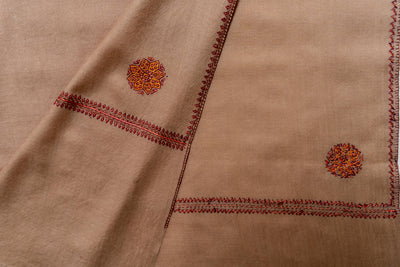 Desert Bloom - Hand-Embroidered Sozni Fine Merino Wool Shawl