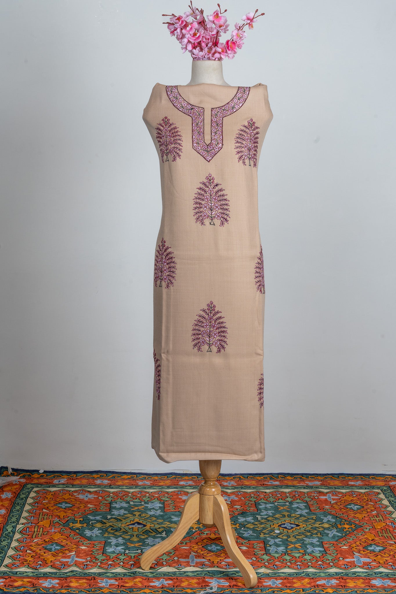 Desert Rose Sozni Hand Embroidered Suit