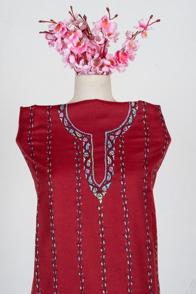 Crimson Bloom Sozni Hand Embroidered Suit