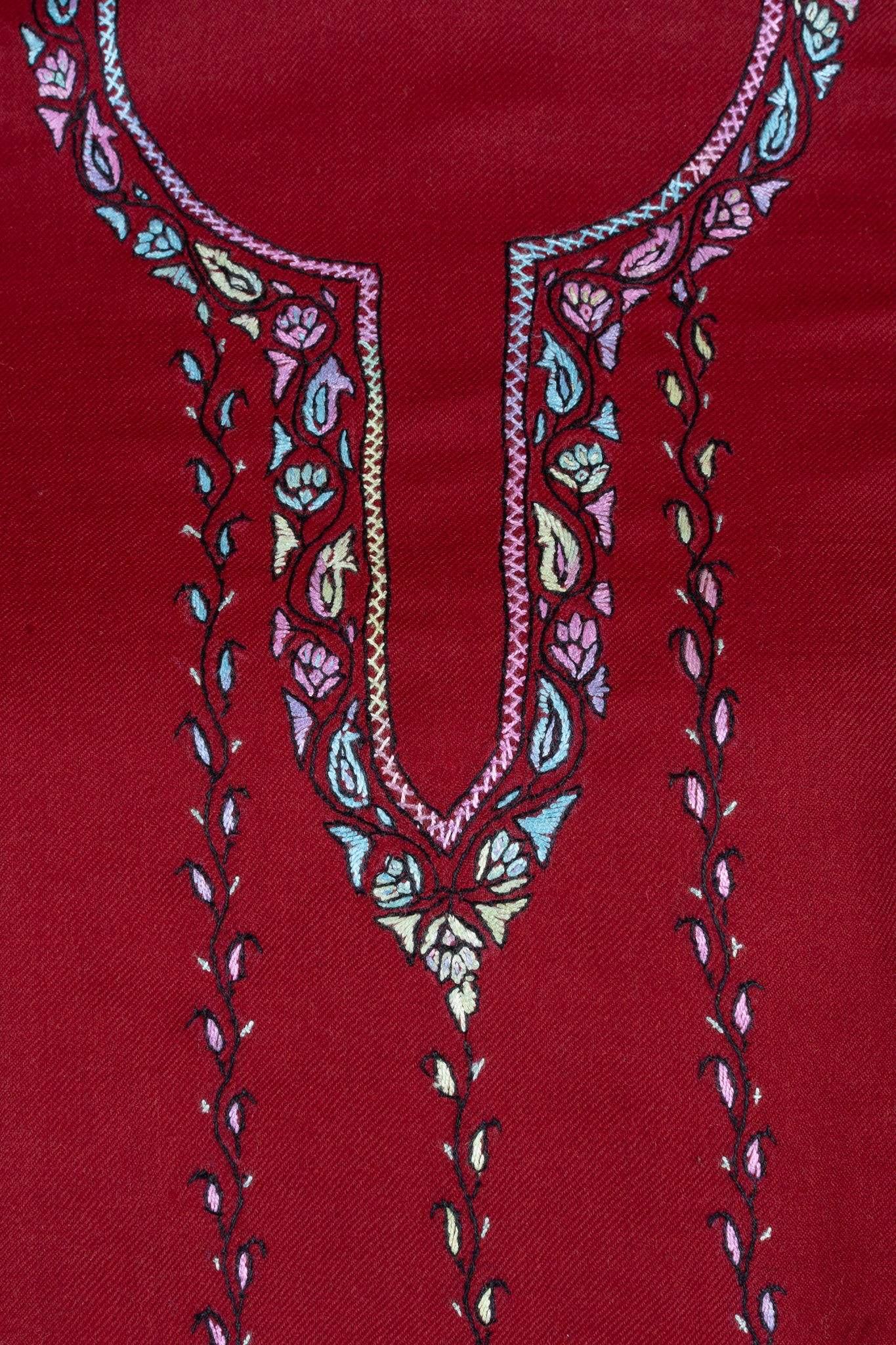 Crimson Bloom Sozni Hand Embroidered Suit