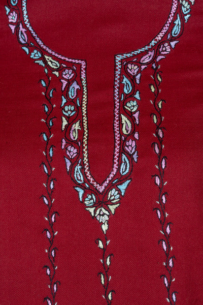 Crimson Bloom Sozni Hand Embroidered Suit