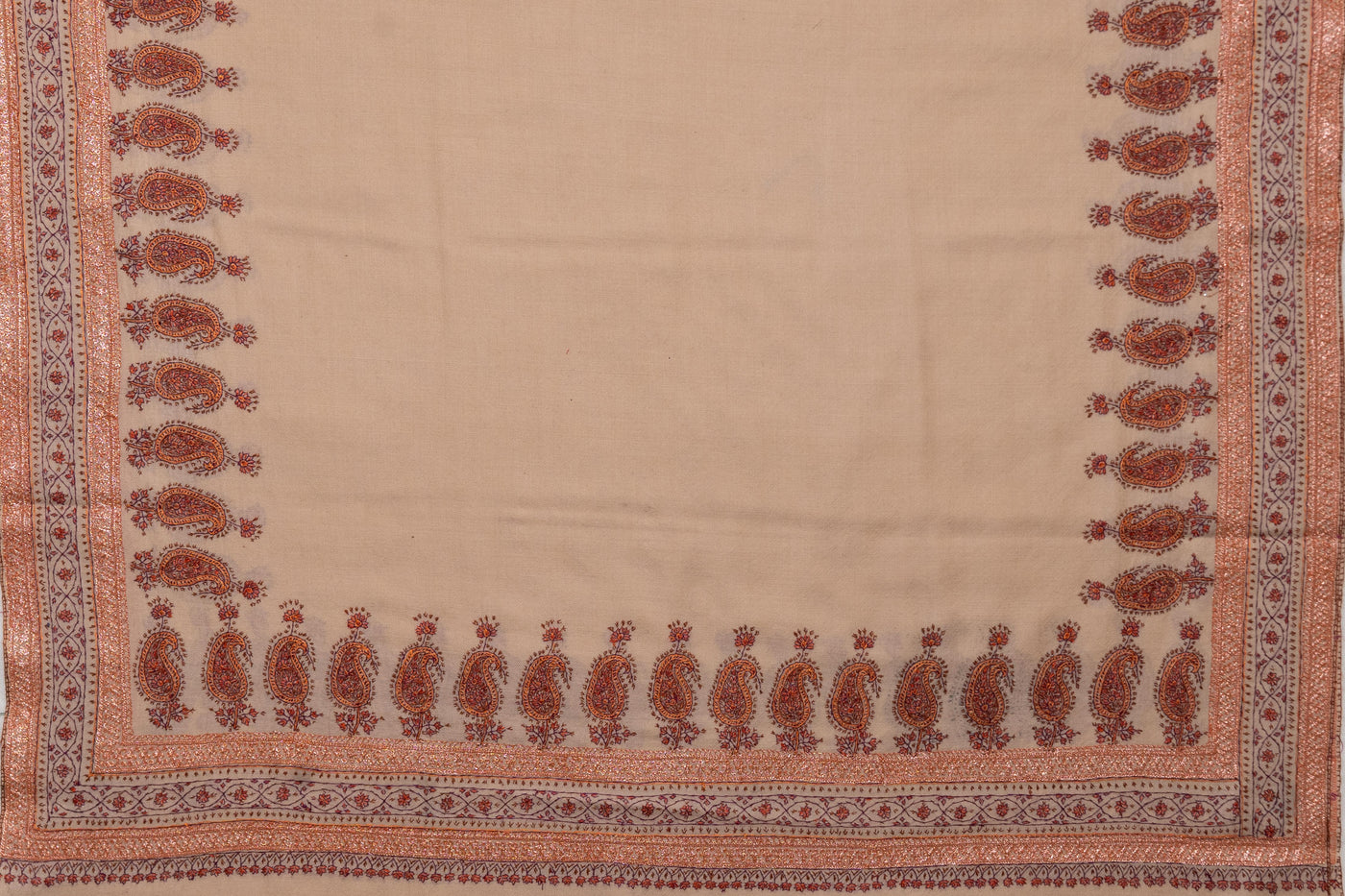 Sunkissed Elegance Merino Wool Shawl with Intricate Hand Tilla & Sozni Embroidery