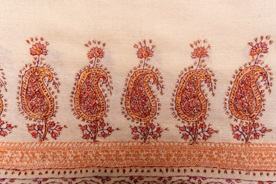 Sunkissed Elegance Merino Wool Shawl with Intricate Hand Tilla & Sozni Embroidery