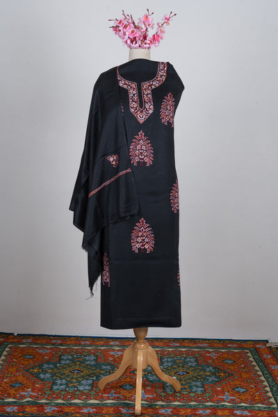 Midnight Blossom Sozni Hand Embroidered Suit