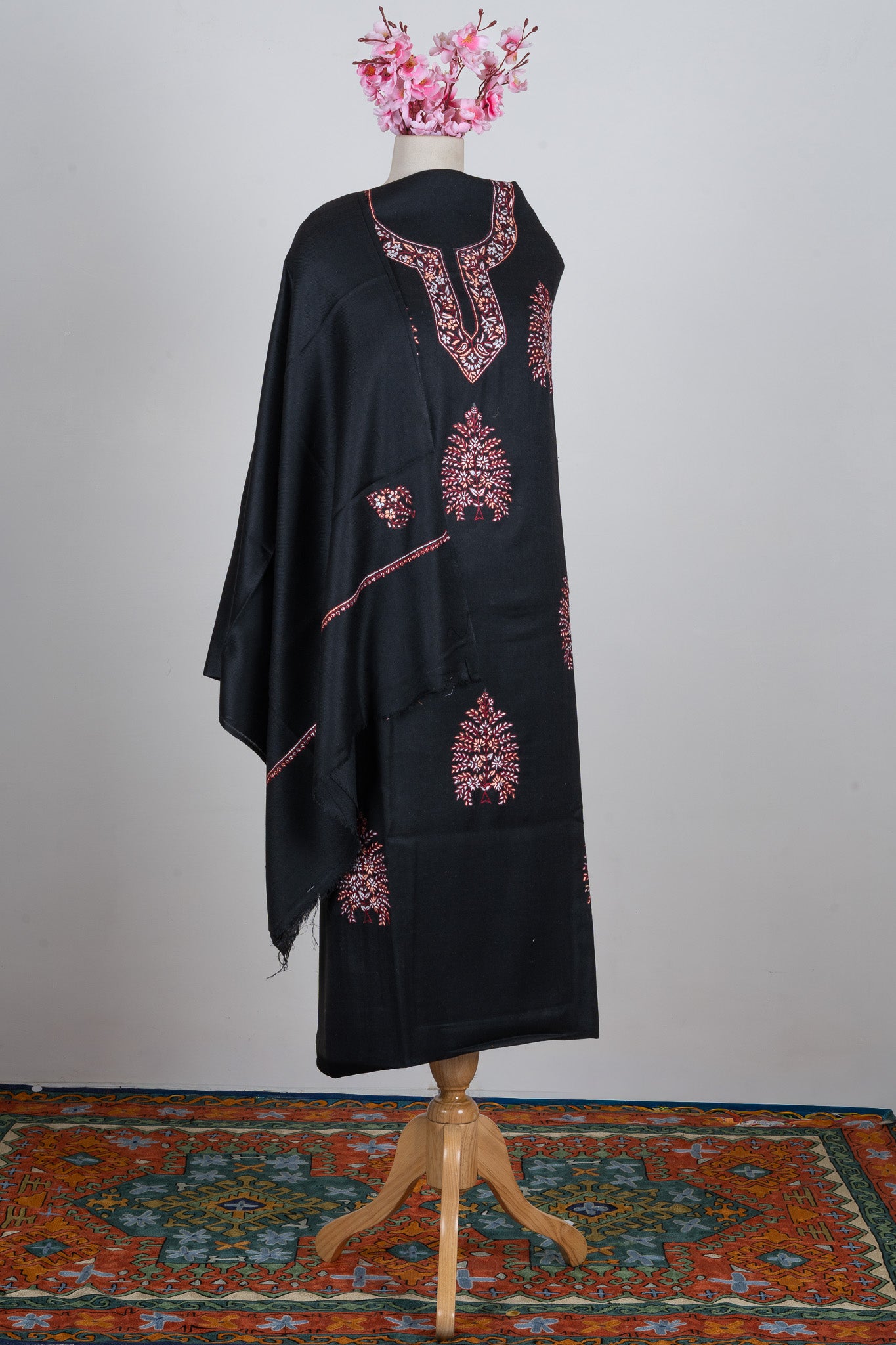 Midnight Blossom Sozni Hand Embroidered Suit