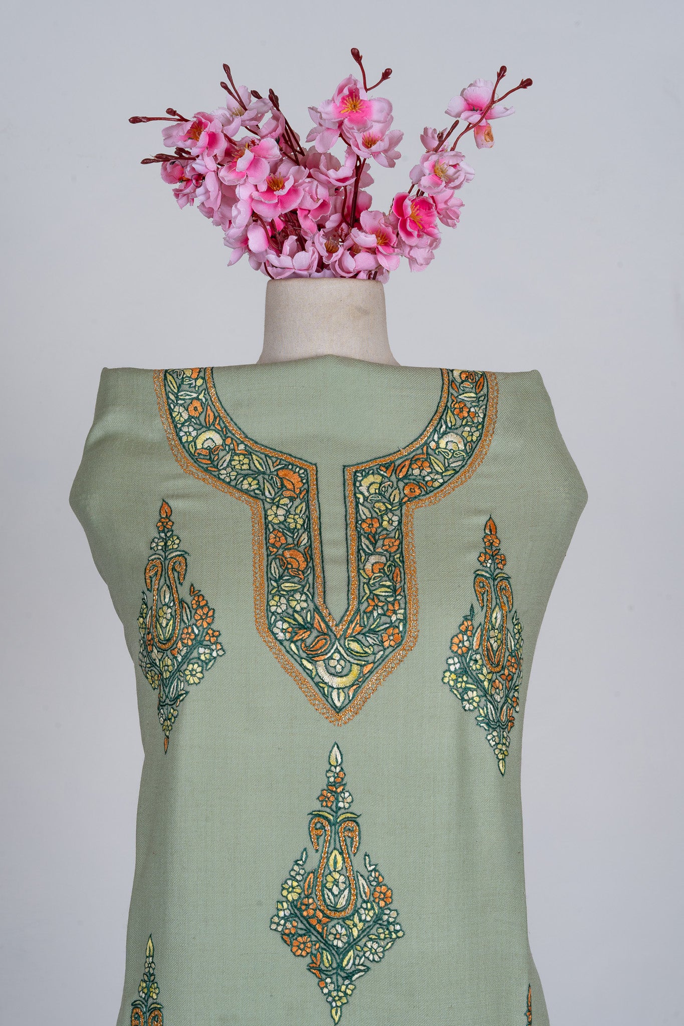 Sage Whisper Sozni Hand Embroidered Suit