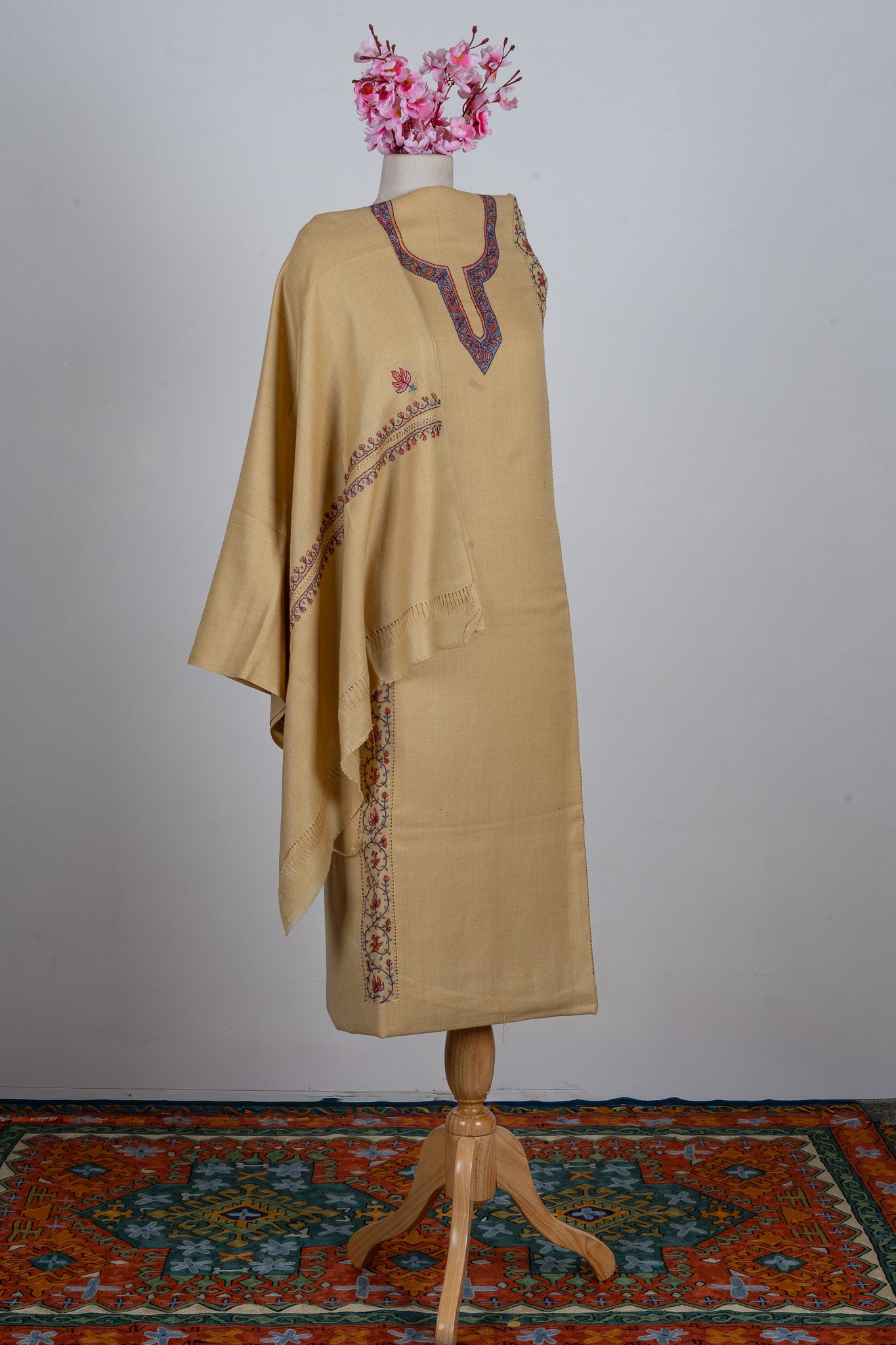 Honey Gold Sozni Hand Embroidered Suit