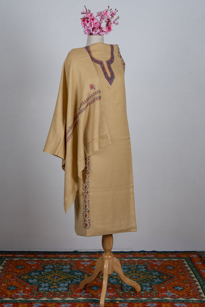 Honey Gold Sozni Hand Embroidered Suit