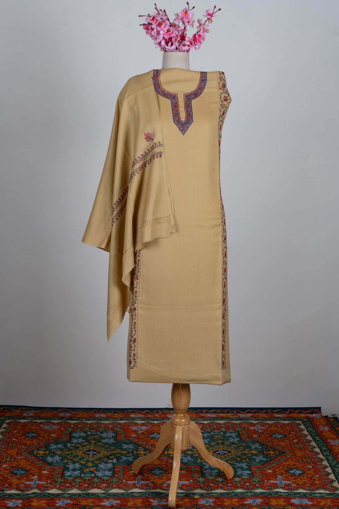 Honey Gold Sozni Hand Embroidered Suit