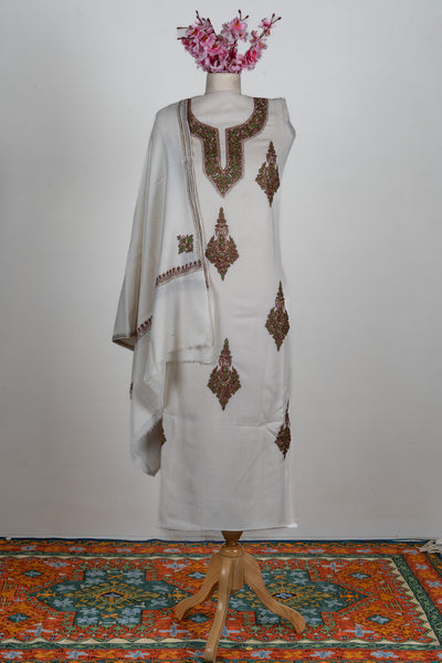 Ivory Charm Sozni Hand Embroidered Suit