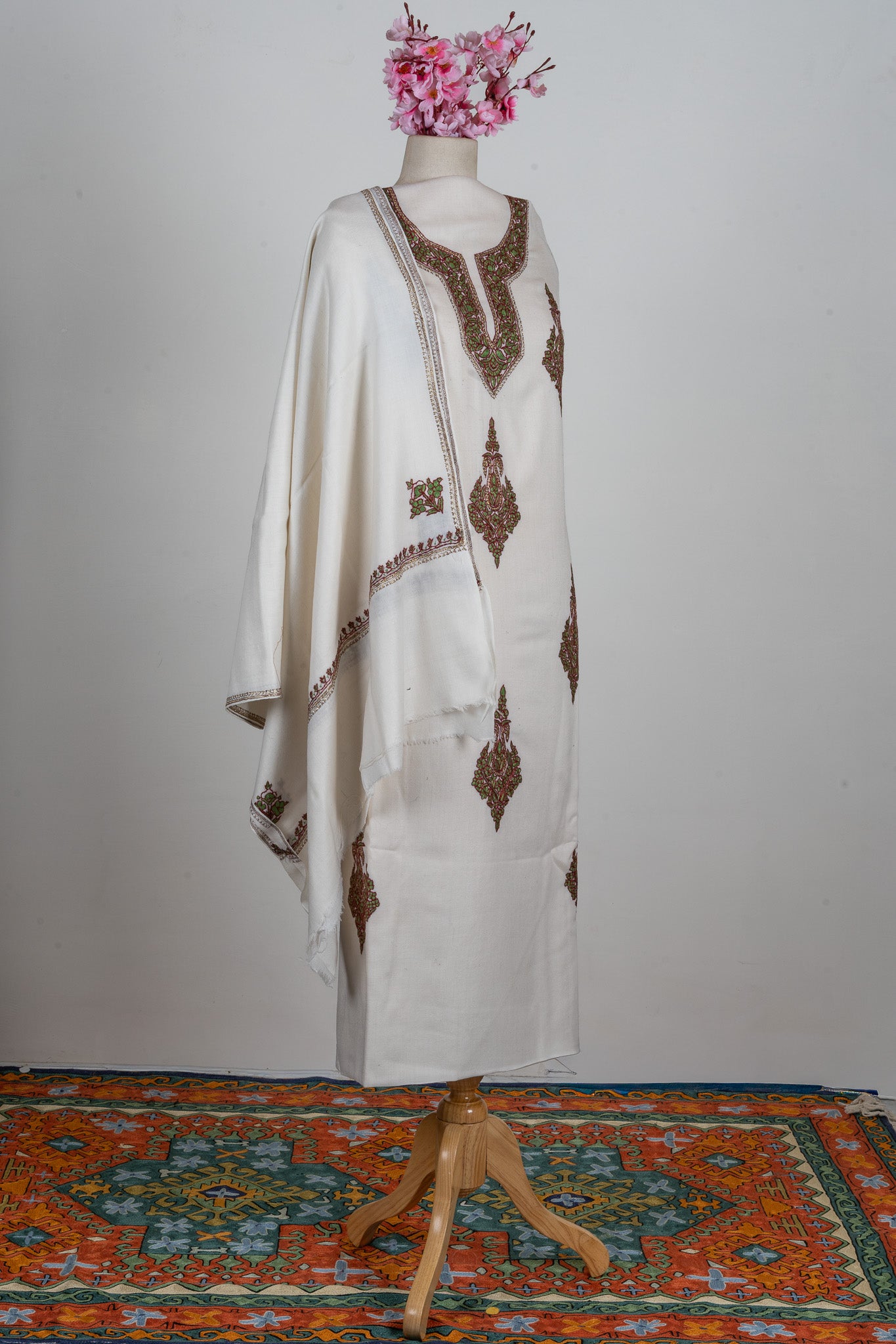 Ivory Charm Sozni Hand Embroidered Suit