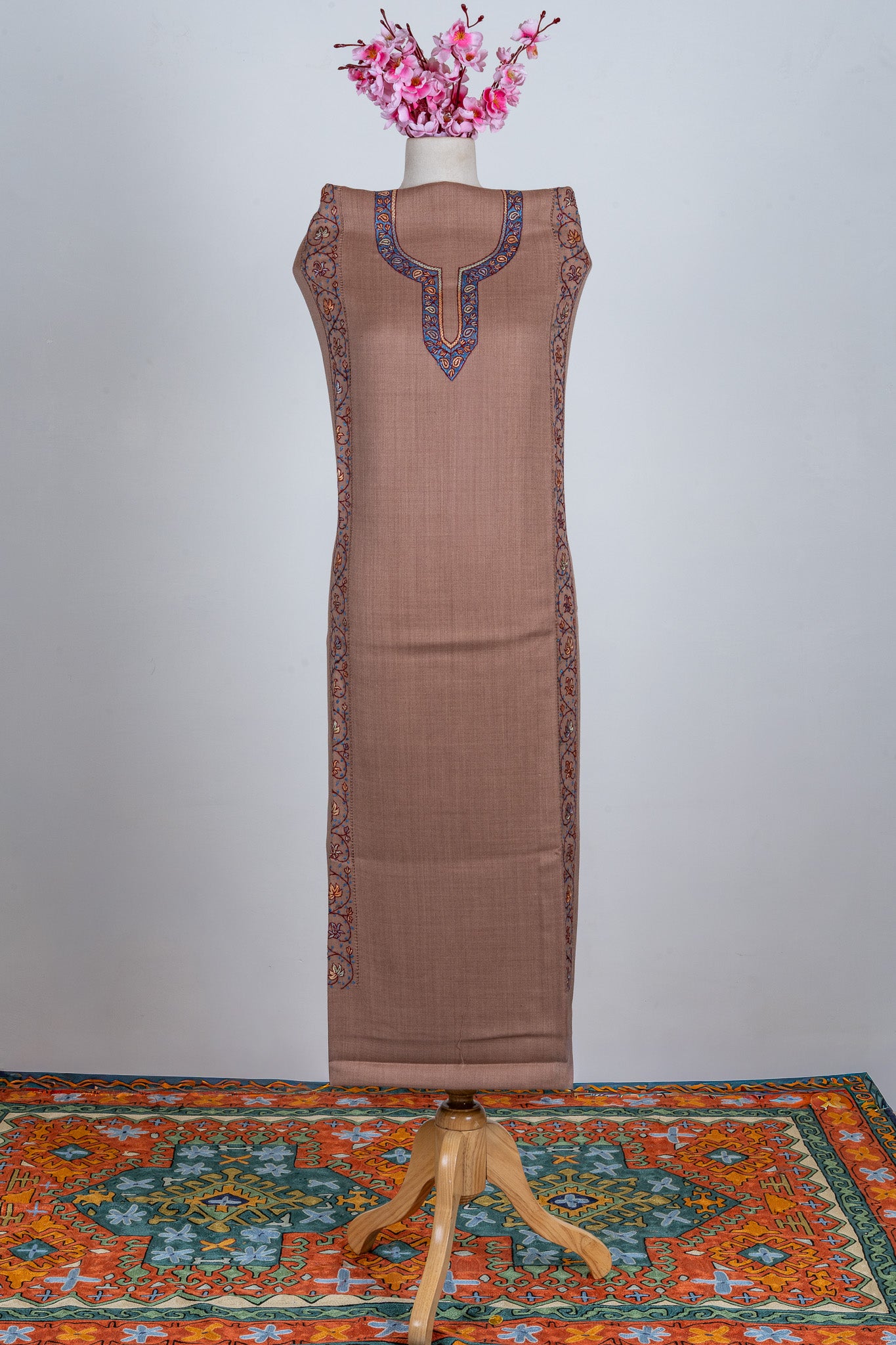 Cocoa Charm Sozni Hand Embroidered Suit