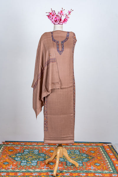 Cocoa Charm Sozni Hand Embroidered Suit