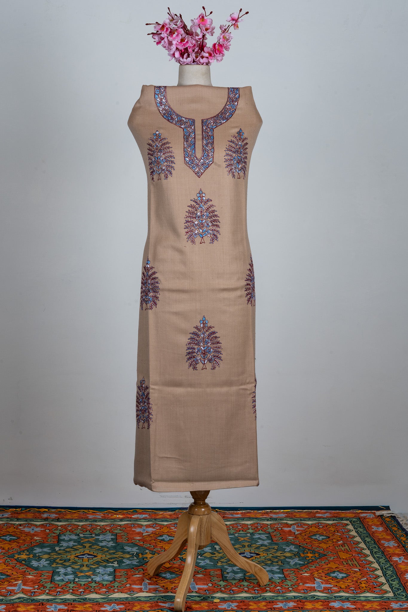 Desert Mist Sozni Hand Embroidered Suit