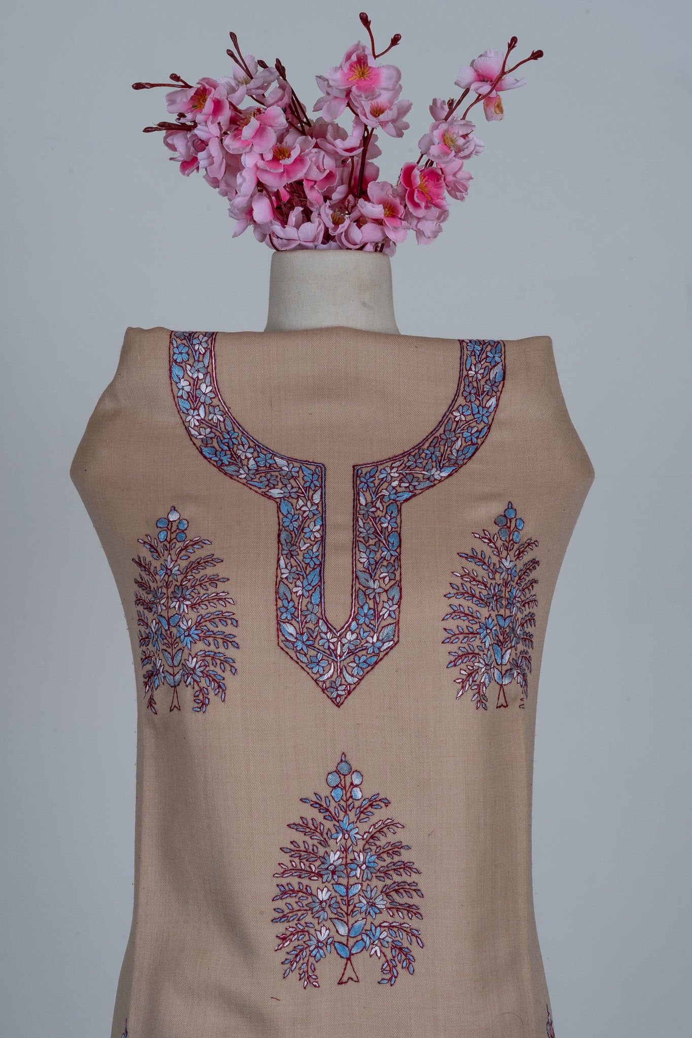 Desert Mist Sozni Hand Embroidered Suit