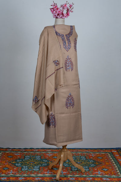 Desert Mist Sozni Hand Embroidered Suit