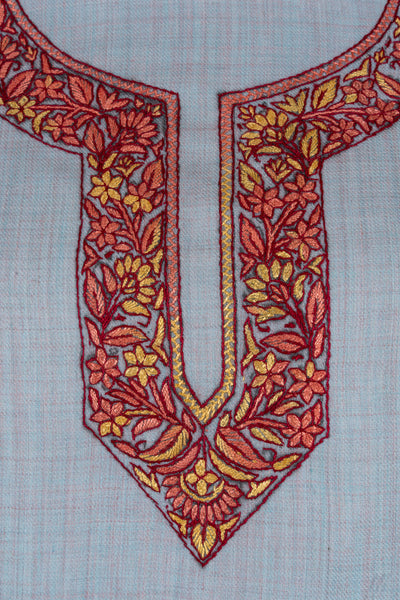 Frosted Sky Sozni Hand Embroidered Suit