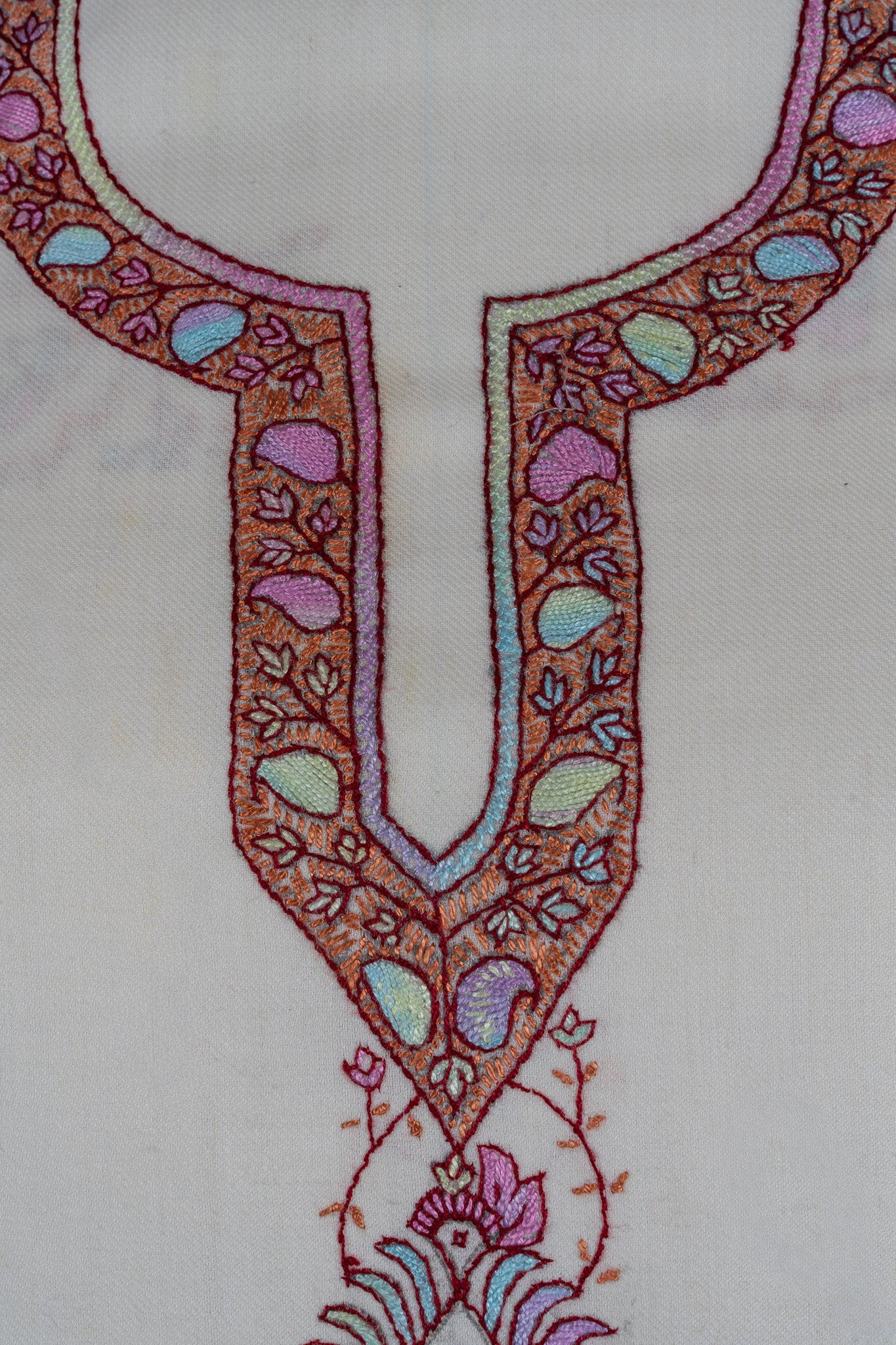 Snow Blossom Sozni Hand Embroidered Suit