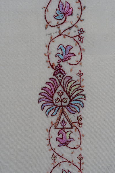 Snow Blossom Sozni Hand Embroidered Suit