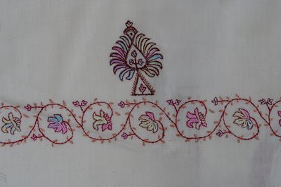 Snow Blossom Sozni Hand Embroidered Suit