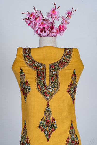 Amber Glow Sozni Hand Embroidered Suit