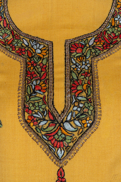 Amber Glow Sozni Hand Embroidered Suit