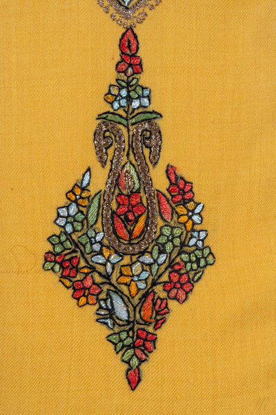 Amber Glow Sozni Hand Embroidered Suit